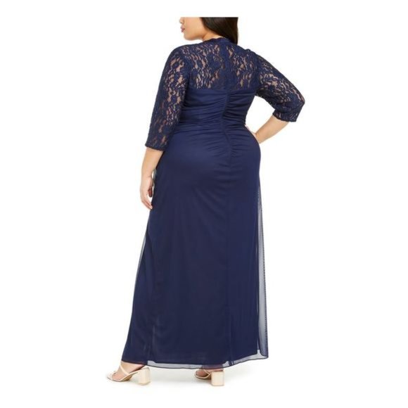 Alex Evenings Women's Plus Size Long Sleeve Sweetheart Neckline Dress size 18 - Picture 2 of 11